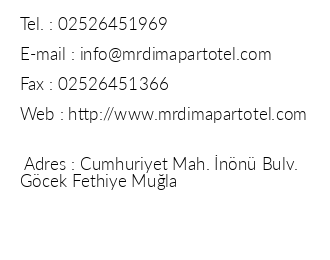Mr Dim Exclusive Apart Otel iletiim bilgileri